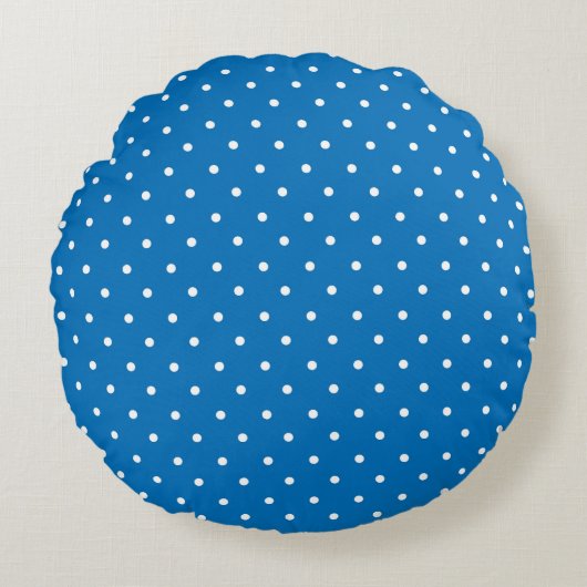 Seamless blue background polka dot pattern  ラウンドクッション (正面)