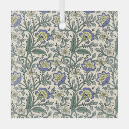Seamless blue, yellow, and white floral pattern  ガラスオーナメント