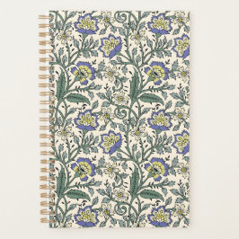 Seamless blue, yellow, and white floral pattern  プランナー手帳