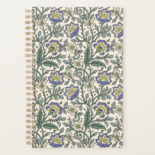 Seamless blue, yellow, and white floral pattern  プランナー手帳 (正面)