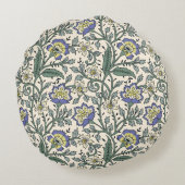 Seamless blue, yellow, and white floral pattern ラウンドクッション (裏面)