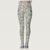 Seamless blue, yellow, and white floral pattern  レギンス (正面)
