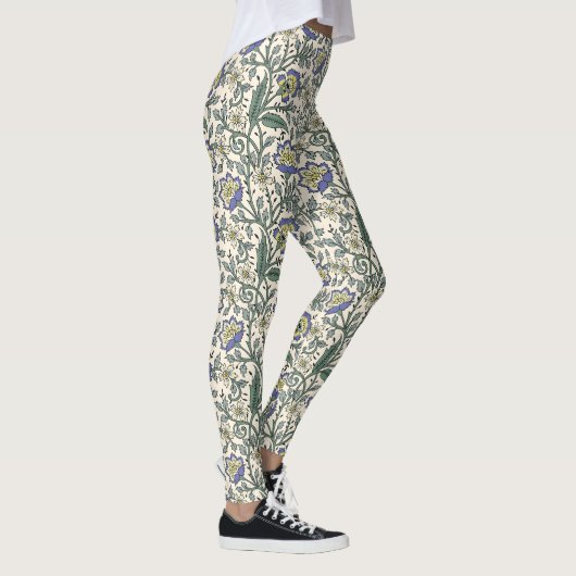 Seamless blue, yellow, and white floral pattern  レギンス (右)