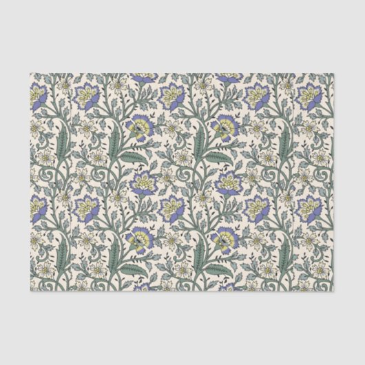 Seamless blue, yellow, and white floral pattern  薄葉紙 (正面)