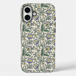 Seamless blue, yellow, and white floral pattern  iPhone 16 plusケース