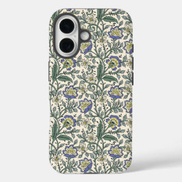 Seamless blue, yellow, and white floral pattern  iPhone 16ケース
