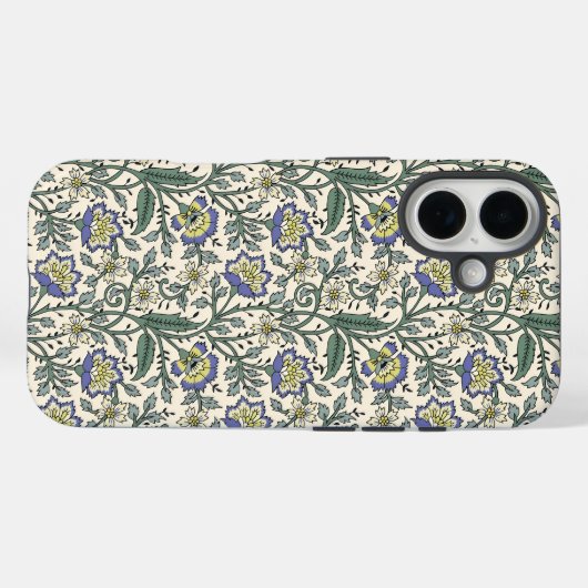 Seamless blue, yellow, and white floral pattern  Case-Mate iPhoneケース (裏面 (横))