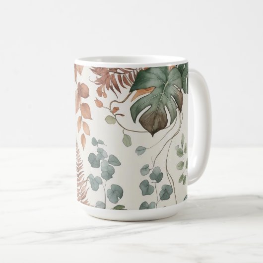 Seamless boho botanical pattern Flowers  コーヒーマグカップ (正面右)