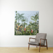 Seamless border with jungle trees and flowers. Vin タペストリー (インサイチュ)