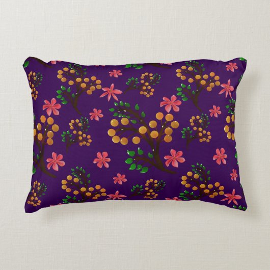 Seamless botanical pattern with cute fruit branch  アクセントクッション (正面)