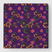 Seamless botanical pattern with cute fruit branch  スクエア壁時計 (正面)