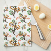 Seamless Botanical Pattern with Flowers | Cute Nat キッチンタオル (四つ折り)