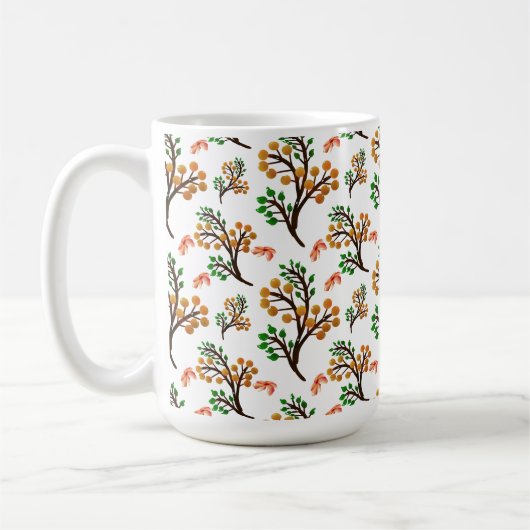 Seamless Botanical Pattern with Flowers | Cute Nat コーヒーマグカップ (左)