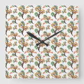 Seamless Botanical Pattern with Flowers | Cute Nat スクエア壁時計 (正面)