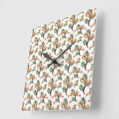 Seamless Botanical Pattern with Flowers | Cute Nat スクエア壁時計 (傾斜)