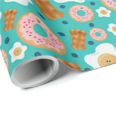 Seamless Breakfast Characters Blue Pastel ラッピングペーパー (ロールコーナー)