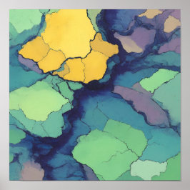 Seamless Bright Mineral Tiling with Metallic Lines ポスター