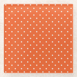 Seamless  bright orange background polka dot ガラスコースター