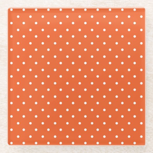 Seamless  bright orange background polka dot ガラスコースター (正面)
