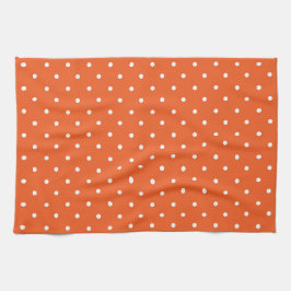 Seamless  bright orange background polka dot キッチンタオル