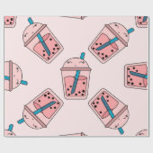 Seamless bright pattern bubble tea fruit summer dr ラッピングペーパー (フラット)