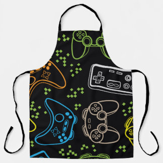 Seamless bright pattern with joysticks. gaming coo エプロン