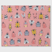 Seamless childish pattern with bugs and beetles in ラッピングペーパー (フラット)