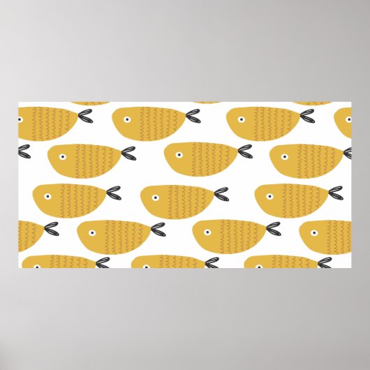 Seamless childish pattern with funny fishes. Creat ポスター (正面)