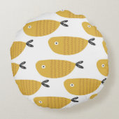 Seamless childish pattern with funny fishes. Creat ラウンドクッション (裏面)