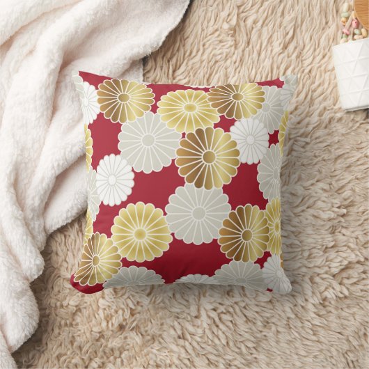Seamless chrysanthemum pattern in the Japanese tra クッション (ブランケット)