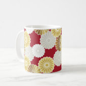 Seamless chrysanthemum pattern in the Japanese tra コーヒーマグカップ (正面左)