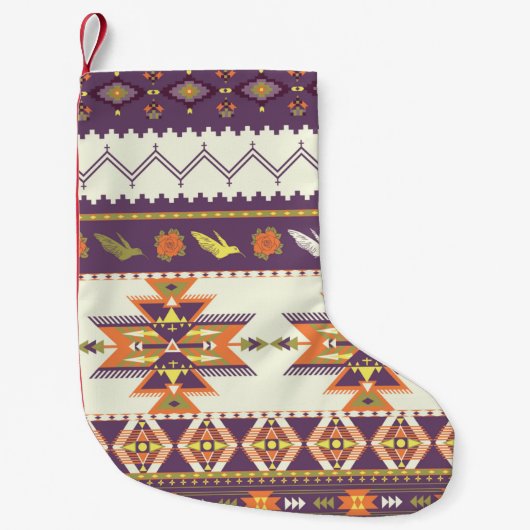 Seamless colorful aztec pattern スモールクリスマスストッキング (正面)