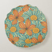 Seamless colorful floral pattern design ラウンドクッション (裏面)