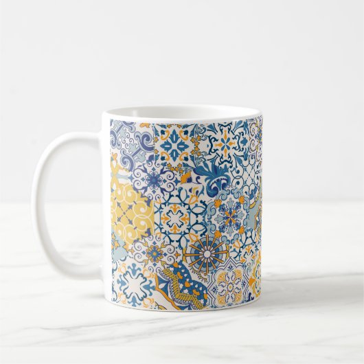 Seamless colorful patchwork tile with Islam, Arabi コーヒーマグカップ (左)