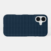 Seamless Dark Blue & Gray Gingham Rustic Pattern iPhone 16ケース (裏面横)