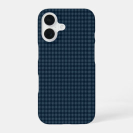 Seamless Dark Blue & Gray Gingham Rustic Pattern iPhone 16ケース