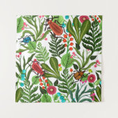 Seamless decorative pattern with plants and insect タペストリー (正面)
