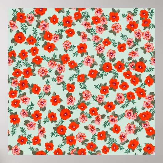 Seamless ditsy pattern in small cute wild flowers. ポスター (正面)