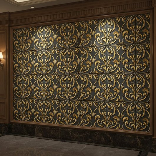 Seamless Elegant Golden Flow  Luxury Tile Design タイル
