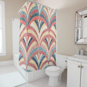Seamless embroidered pattern. Wavy bohemian print. シャワーカーテン (インサイチュ)