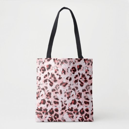 Seamless Endless Hand Drawn Watercolor Leopard Ani トートバッグ (正面)
