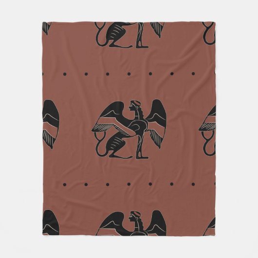 Seamless ethnic pattern with fantastic winged sphi フリースブランケット (正面)