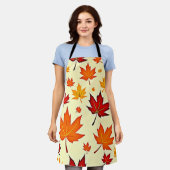Seamless Fall Foliage Design エプロン (着用した状態)