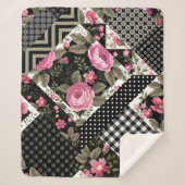 seamless floral patchwork pattern with geometrical シェルパブランケット (正面)