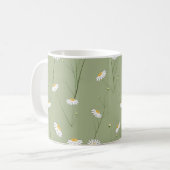 Seamless floral pattern background with cosmos flo コーヒーマグカップ (正面左)