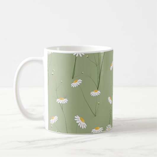 Seamless floral pattern background with cosmos flo コーヒーマグカップ (左)