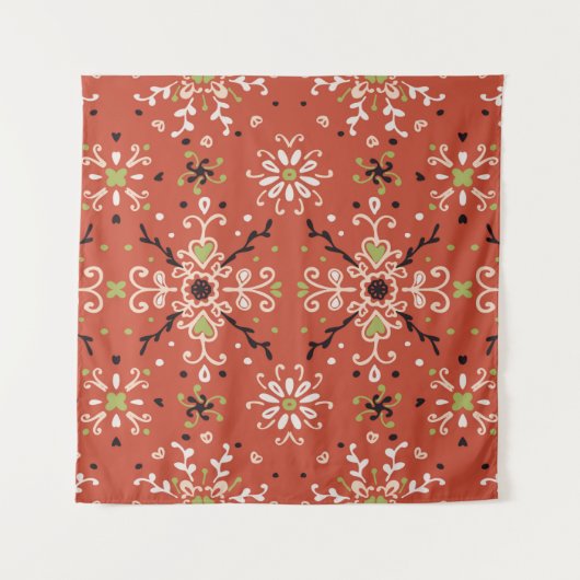 Seamless floral pattern folk colorful flowers and  タペストリー (正面)