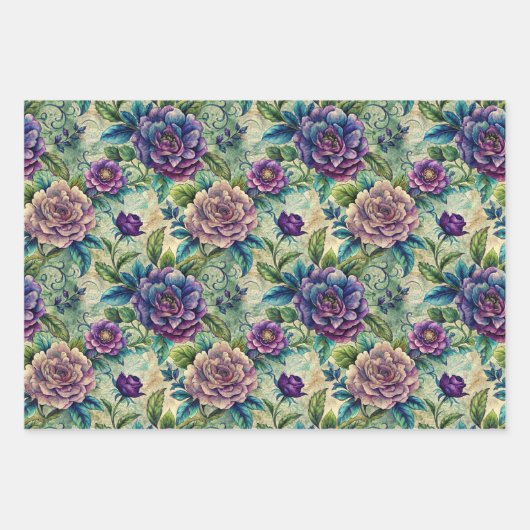 Seamless Floral Pattern Furniture Decoupage ラッピングペーパーシート (正面)