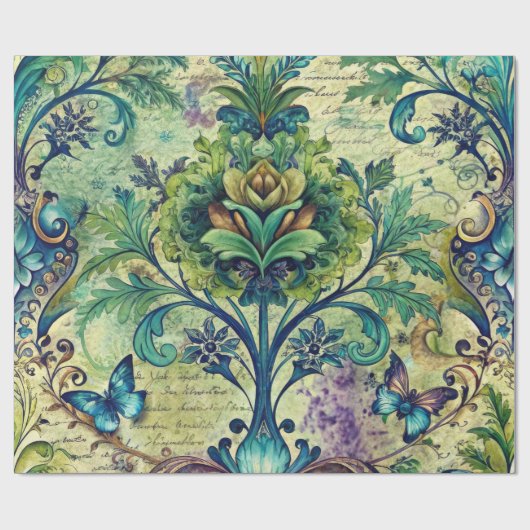 Seamless Floral Pattern Furniture Decoupage Paper ラッピングペーパー (フラット)