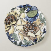 Seamless floral pattern. Hydrangea,  Peony,  wildf ラウンドクッション (裏面)